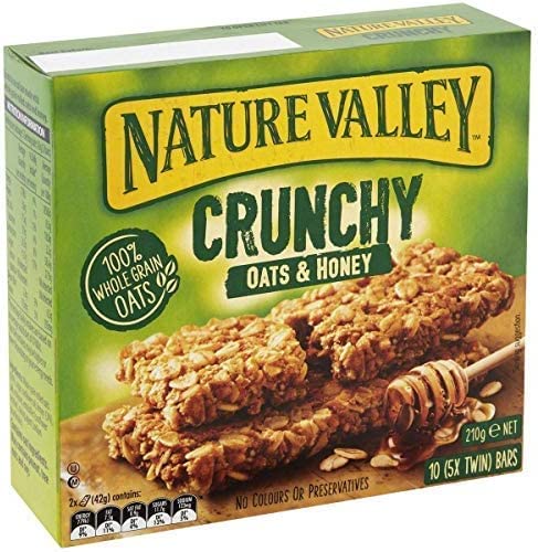 Generico Nature Valley®   Barrette Cereali Croccanti 100% Fiocchi d'Avena Integrale e Miele Senza Coloranti Ne Conservanti Prive di Lattosio Adatte ai Vegetariani 1 x 210 Gram (10 barrette)