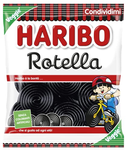 HARIBO Rotella, Caramelle Gommose, Gusto Liquirizia, Ideali per Feste e Dolci Momenti di Relax 175gr