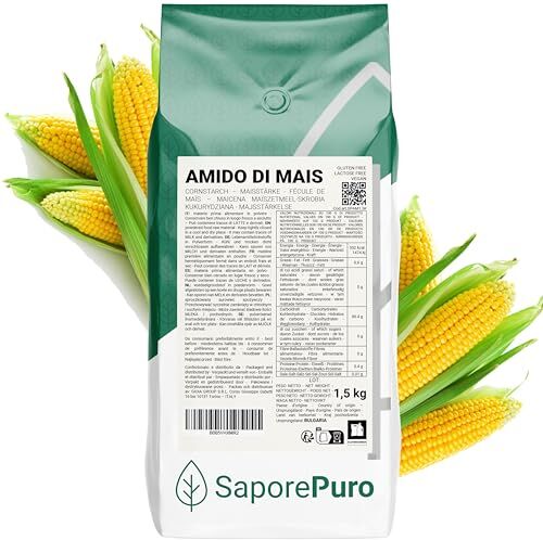 SaporePuro Amido di Mais Nativo in polvere 1,5 kg Addensante Naturale Gluten Free