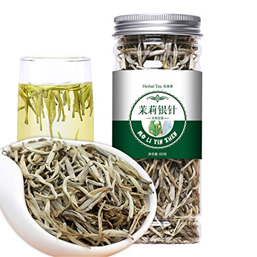 HELLOYOUNG Tè alle erbe cinese Fiore Tè alla frutta Tè alla rosa in scatola Seta dorata Crisantemo in bottiglia Nuovo tè profumato Sanità Fiori Tè verde salutare (60 g di ago d'argento al gelsomino)