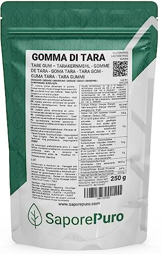 SaporePuro FARINA DI SEMI DI TARA 250 gr Ideale per Gelati e Sorbetti Pura 100% Gomma di Tara