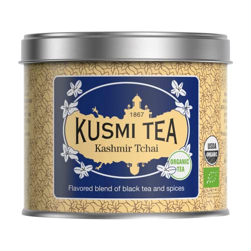 KUSMI TEA Kashmir Tchai Bio Tè nero e spezie asiatiche Lattina di metallo da 100 g Circa 40 tazze