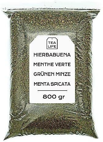 Tea Life Menta Spicata Essiccata 800 gr Tè alla Menta Spicata Tisana Menta Menta Sfusi Salute e Proprietà Naturali Infuso d'Erbe