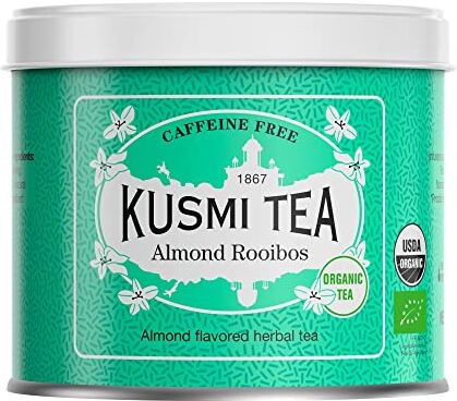 KUSMI TEA Infuso Bio a base di Rooibos e Mandorla Rooibos Proveniente da Agricoltura Biologica Infuso Morbido e Cremoso, senza Teina, Sfuso Scatola di Metallo da 100 g