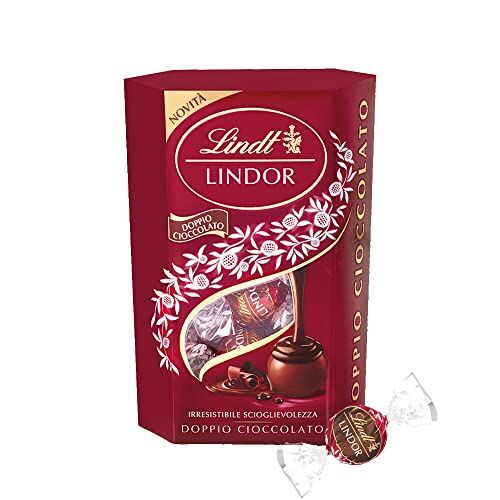 Lindt Lindor Doppio Cioccolato Praline di Cioccolato al Latte con Ripieno Fondente 16 Cioccolatini, Confezione da 200g