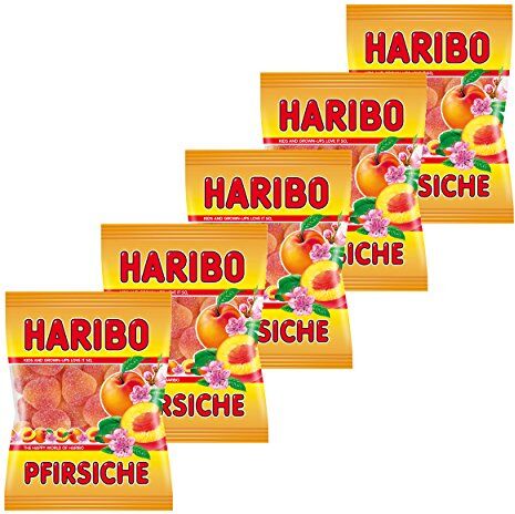 HARIBO Pfirsische, Caramelle Gommose alla Frutta, Pesche, 5 Sacchetti da 200g