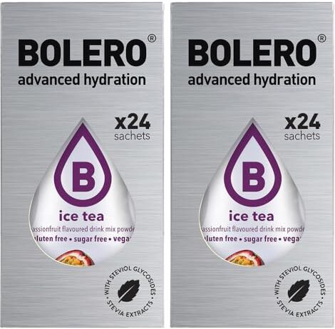 Bolero Drink 48 Bustine Ice Tea Passion Fruit 3 grammi 3 gr Gusti Diversi Assortimento alla Frutta Preparato Polvere Solubile Bevanda Fresca in Acqua,144 grammi dolcificato stevia,0.14 kilograms