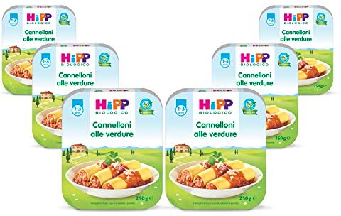 HiPP Piatto Pronto Bio, Cannelloni alle Verdure, con Ingredienti Biologici, per Bambini, 6 Confezioni da 250 gr