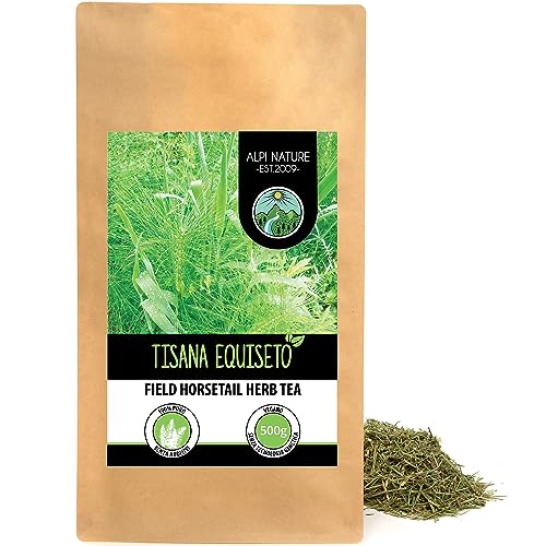 Alpi Nature Tisana equiseto (500g), Infuso di equiseto, Tè di equiseto, taglio di erbe di equiseto, essiccato delicatamente, puro al 100% e naturale per la preparazione di tè