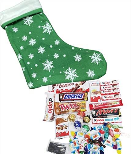 Generico Calza Befana Verde Con Cioccolatini Kinder e Caramelle Assortite