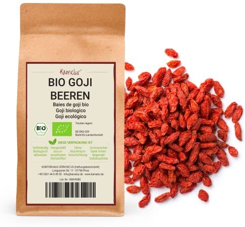 Kamelur Bacche Di Goji BIO Essiccate Bacche Di Goji BIO Non Zuccherate Come Spuntino O Come Aggiunta A Un Delizioso Muesli 1 Kg (Confezione Da 1)