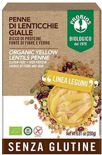 Probios Penne Lenticchie Gialle 250 gr, Senza glutine