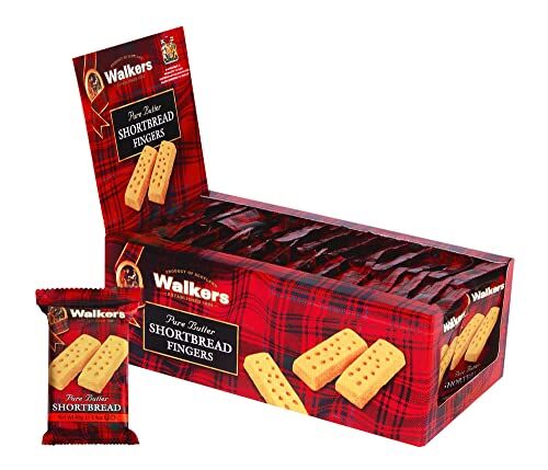 Walkers Le dita dei biscotti di frolla dei camminatori biscotti tradizionali del burro a forma di dito della ricetta scozzese, 40 g, 24 pezzi