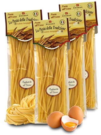 Brezzo 4 Confezioni Di Tagliatelle All'Uovo, Pasta Artigianale All'Uovo, Singola Confezione: 250 Grammi