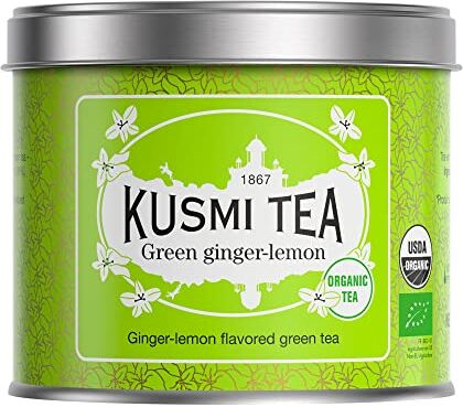 KUSMI TEA Tè verde zenzero-limone biologico Lattina di metallo da 100 g Circa 40 tazze