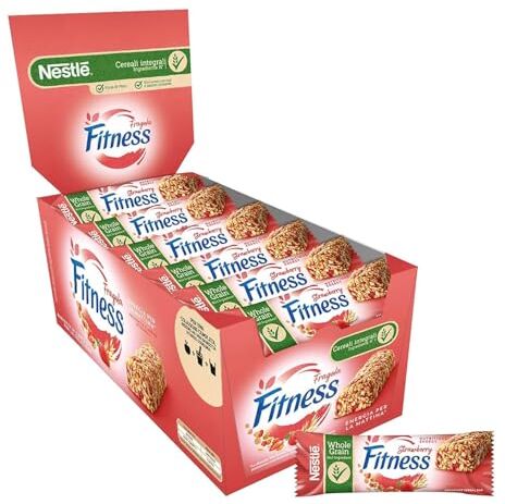 Nestlé Fitness Fragola Cereali   Barretta Cereali Colazione con Frumento Integrale e Fragole 24 Pezzo (564 Gr)