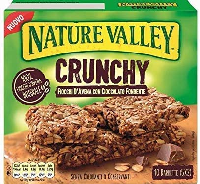 Generico Nature Valley®   Barrette Fiocchi d'Avena Integrale e Cioccolato Fondente Senza Coloranti e Conservanti e Senza Lattosio Adatte ai Vegetariani 1 x 210 Gram (10 barrette)