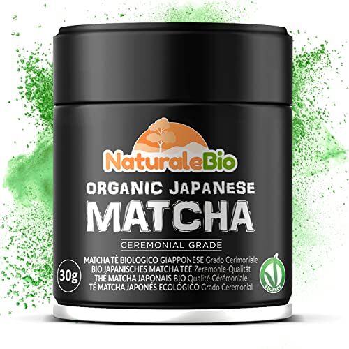 NaturaleBio Tè Verde Matcha Biologico in Polvere 1 Grado, Cerimoniale A 30g. Prodotto in Giappone Uji, Kyoto. Ideale da bere e nel Latte