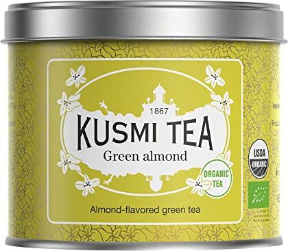 KUSMI TEA Tè verde biologico con mandorla 100% naturale e biologico confezione da 100 g di tè sfuso