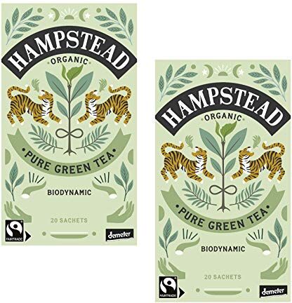 Generico Hampstead Tea   Puro Tè Verde Biologico e Biodinamico 2 x 20 Bustine di Tè (80 Gr)