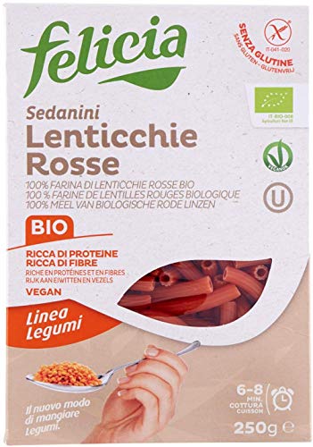 Felicia SEDANINI PASTA CON FARINA DI LENTICCHIE ROSSE SENZA GLUTINE VEGANA