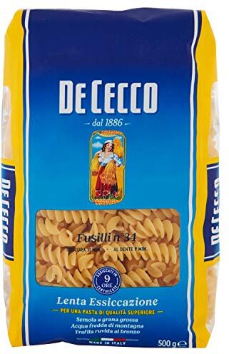 De Cecco Fusilli 34, Pasta di semola di Grano duro 6 pezzi da 500 g [3 kg]