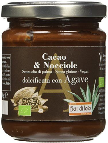 Fior di Loto Crema Spalmabile Cacao e Nocciole Bio Dolcificata con Agave, 200g