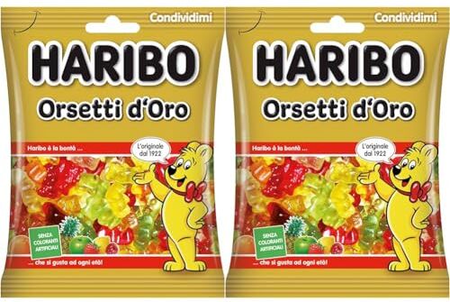 HARIBO Orsetti D'Oro, Caramelle Gommose, Gusto Frutta, Ideali per Feste e Dolci Momenti di Relax 175gr (Confezione da 2)