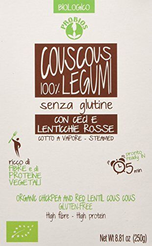 Probios Cous Cous 100% Legumi con Ceci e Lenticchie Rosse 6 confezioni da 250 gr [1500 gr]