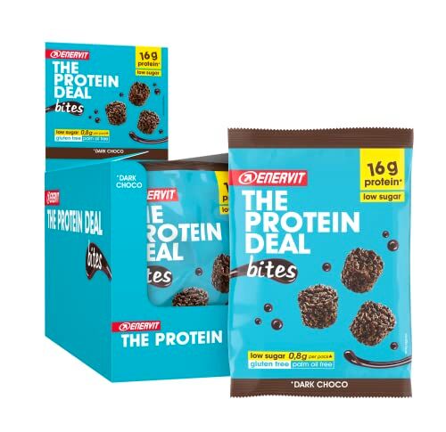 Enervit , The Protein Deal Bites con Cioccolato Fondente, Pacco da 10 Minipack da 53 Grammi, Porzioni Monodose, con 16 Grammi di Proteine per Mantenere il Tono Muscolare, Senza Glutine