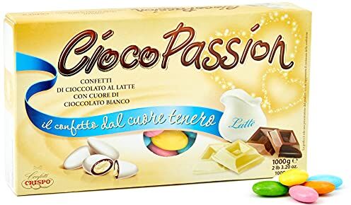 CRISPO Confetti Cioco Passion Cioccolato al Latte con Cuore di Cioccolato Bianco, Colori Assortiti 1 kg