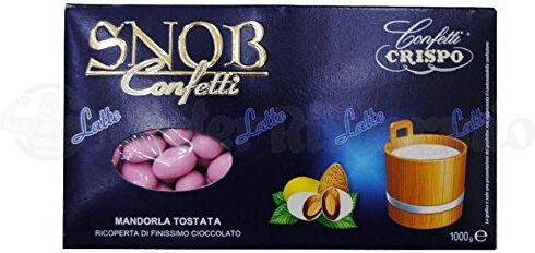 CRISPO Confetti Rosa Snob Mandorla TOSTATA RICOPERTO di Cioccolato al Latte Confezione da 1000 GR. BOMBONIERE 3428