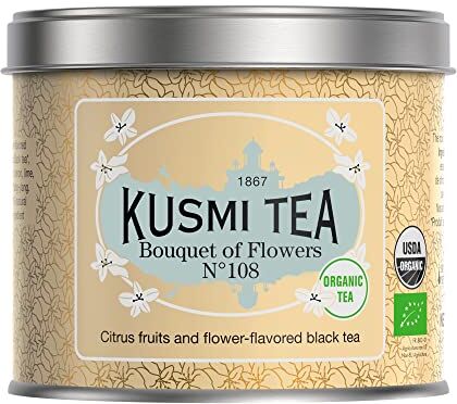 KUSMI TEA Bouquet di Fiori N°108 Bio Tè nero aromatizzato agli agrumi e ai fiori Scatola 100 g