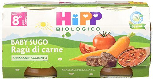 HiPP Baby Sugo Biologico per Bambini, Gusto Ragù di Manzo, Senza Aggiunta di Sale e Aromi, 24 Vasetti da 80 g