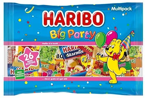 HARIBO Big Party   26 Mini Bustine Miste al Gusto Frutta e Cola, Ideali per Compleanno e Party, 470 g