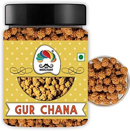 Blessfull Healing Mr. Merchant Gur Chana, 250 g   Chana deliziosamente arrostita e ricoperta di jaggery   Immunità Booster_Packing può variare