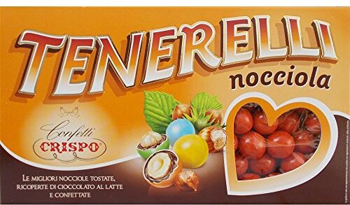 CRISPO CONFETTI  TENERELLI NOCCIOLA CIOCCOLATO AL LATTE PRALINE ROSSE CONFEZIONE DA 1 KG. BOMBONIERE CONFETTATA LAUREA 04418