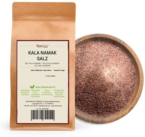 Kamelur Sale Originale Kala Namak, Sale Fine Salgemma Di Alta Qualità Dall'India, Spezia Perfetta Per La Sostituzione Dell'Uovo In Confezione Biodegradabile 200 G (Confezione Da 1)