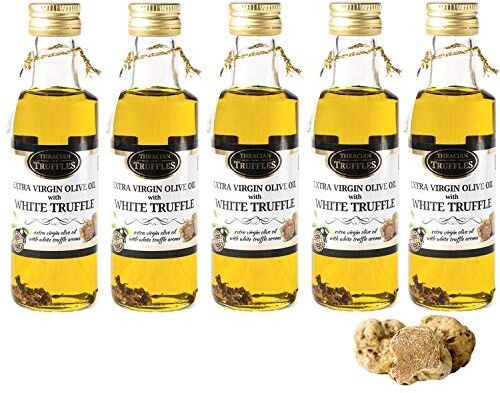 Generic Olio di Tartufo Bianco, White truffle oil, Utilizzata nei Ristoranti e da Cuochi, Tartufo bianco in Olio Extra Vergine di Oliva, Condimento gourmet per insalate, pasta, risotti, frittate, 5 x 100ml