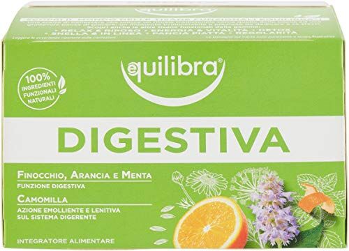 Equilibra Integratori Alimentari, Tisana 100% Ingredienti Funzionali per la Funzione Digestiva, a Base di Finocchio, Anice e Menta, Materiali Riciclabili, 15 Filtri