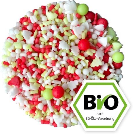 Kamelur 200g BIO Codetta di zucchero decorazioni zucchero colorati Natale Sprinkles per decorare codette di zucchero BIO Natale in confezione biodegradabile