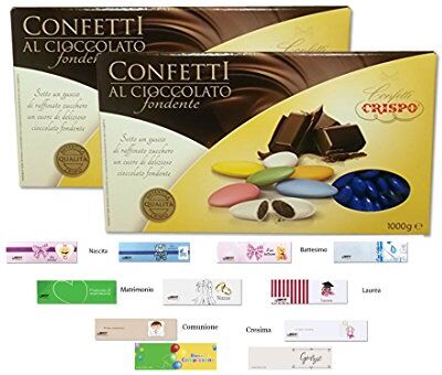 CRISPO CONFETTI BLU AL CIOCCOLATO FONDENTE 2 KG + 100 BIGLIETTINI BOMOBNIERA