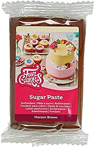 FunCakes Pasta di Zucchero Maroon Brown: facile da usare, liscia, flessibile, morbida e pieghevole, perfetta per decorare torte, halal, kosher e senza glutine. 250 gr