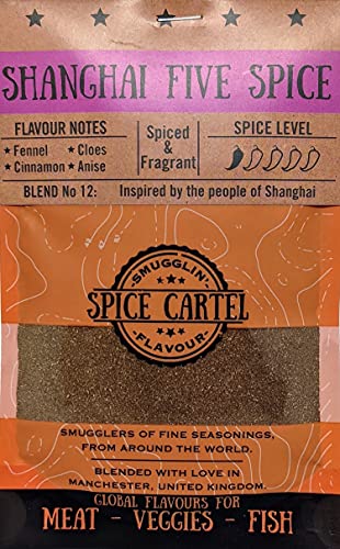 Spice Cartel 's Shanghai Five Spice. Miscela di spezie cinese artigianale 5 ispirata a Shanghai. Dai vita a slittare le patatine con il gusto della Cina. 35G. Fatto a mano nel Regno Unito.