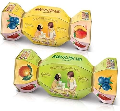 Generic Baratti & Milano gelatine alla frutta assortite Giada, Arancia, limone, fragola pesca, mirtillo, mora, da 200 grammi confezione caramella gigante caramelle morbide e zuccherate CoCoCiok