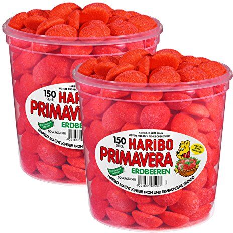 HARIBO Primavera fragole piccolo, 2 pacchetto, frutto alette schiuma zucchero, dolce erano (2 x 1,05 Kg)