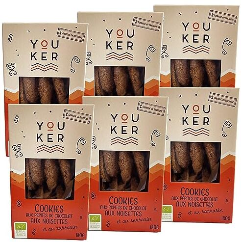 Generico INSIEME 6 confezioni da 180 g Biscotti Cioccolato/Nocciole BIOLOGICO Farina di Grano Saraceno Made in Bretagna senza glutine* (*possibili tracce) You Ker