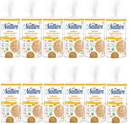 Generico Nattura   Gallette Grano Saraceno Tonde   Gallette Biologiche Senza Glutine Fonte di Fibre 12 x 100 Gr   Snack Gallette BIO