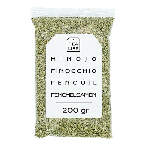 Tea Life Semi di Finocchio 200gr Semi di Finocchio Interi Finocchi Semi di Finocchio per Tisana Semi Finocchio Selvatico Semi di Finocchio Sfuso (200 gr)