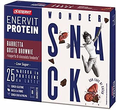 Enervit Wonder Snack Brownie Senza Glutine Ricchi di Fibre e Proteine, 8 Pezzi